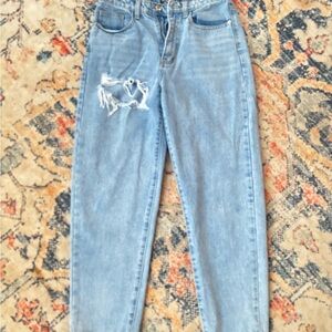 PrettyLittleThing petite Light Blue Straight Leg Jeans